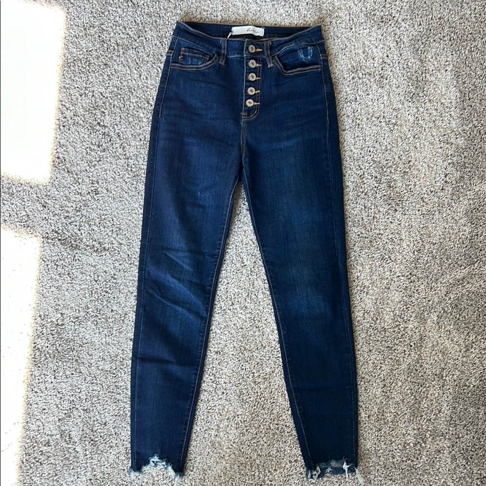 KanCan Dark Blue Distressed High Rise Skinny Jeans